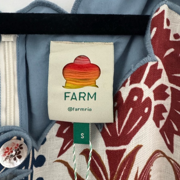 NWT FARM Rio Red and Green Square Neck Midi Dress - Picture 4 of 8